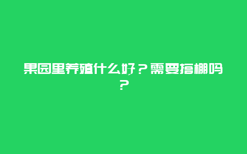 果园里养殖什么好？需要搭棚吗？