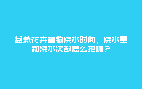 盆栽花卉植物浇水时间，浇水量和浇水次数怎么把握？