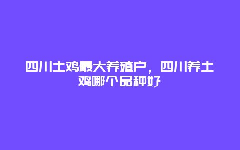 四川土鸡最大养殖户，四川养土鸡哪个品种好