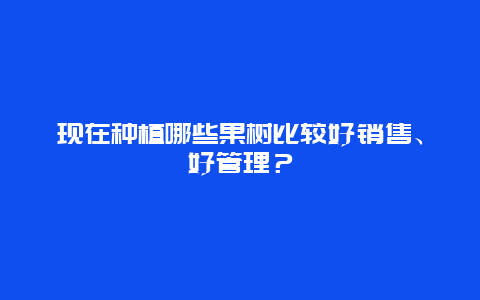 现在种植哪些果树比较好销售、好管理？