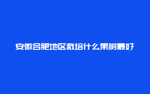 安徽合肥地区栽培什么果树最好