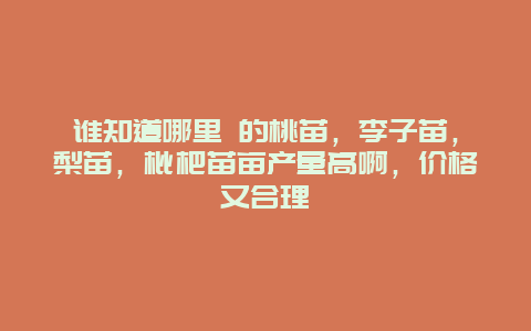 谁知道哪里 的桃苗，李子苗，梨苗，枇杷苗亩产量高啊，价格又合理