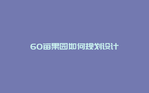 60亩果园如何规划设计