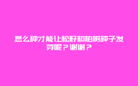 怎么种才能让松籽和柏树种子发芽呢？谢谢？