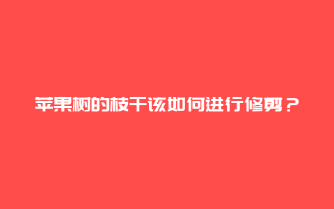 苹果树的枝干该如何进行修剪？