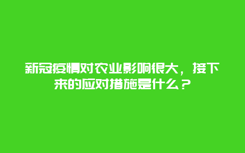 新冠疫情对农业影响很大，接下来的应对措施是什么？