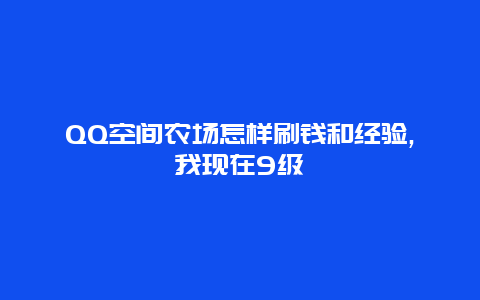 QQ空间农场怎样刷钱和经验,我现在9级