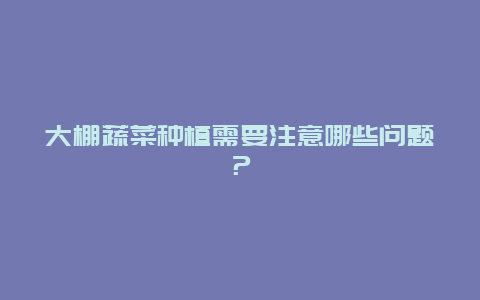 大棚蔬菜种植需要注意哪些问题？