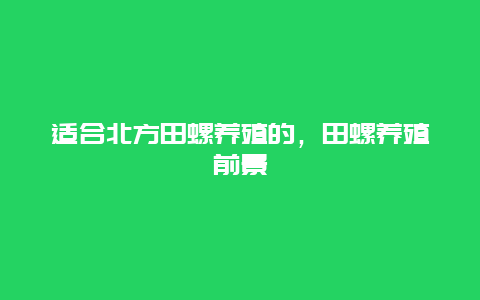 适合北方田螺养殖的，田螺养殖前景