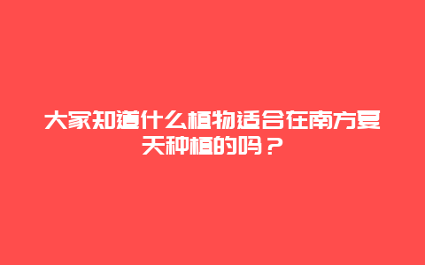 大家知道什么植物适合在南方夏天种植的吗？