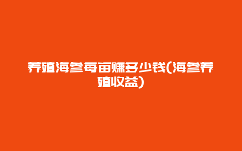 养殖海参每亩赚多少钱(海参养殖收益)