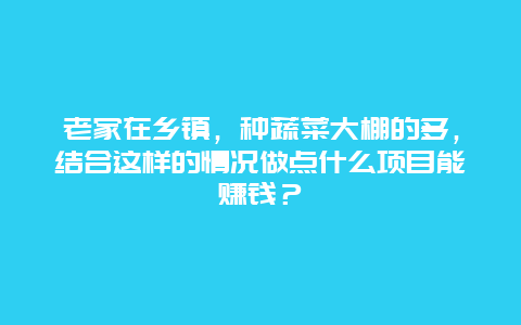 老家在乡镇，种蔬菜大棚的多，结合这样的情况做点什么项目能赚钱？