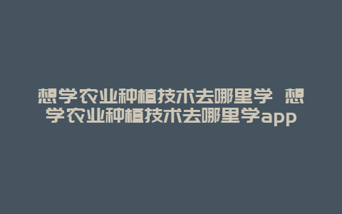 想学农业种植技术去哪里学 想学农业种植技术去哪里学app