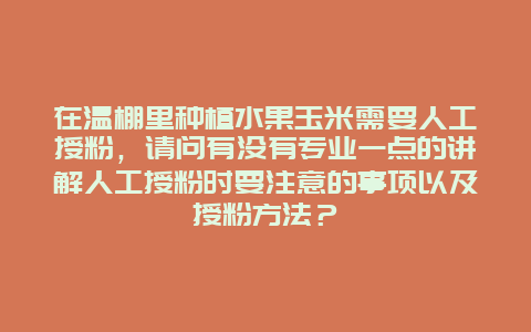 在温棚里种植水果玉米需要人工授粉，请问有没有专业一点的讲解人工授粉时要注意的事项以及授粉方法？