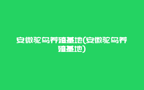 安微驼鸟养殖基地(安徽驼鸟养殖基地)