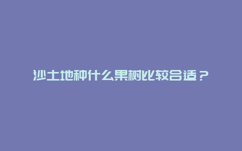 沙土地种什么果树比较合适？