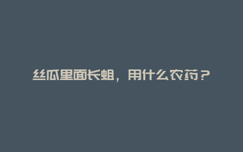 丝瓜里面长蛆，用什么农药？