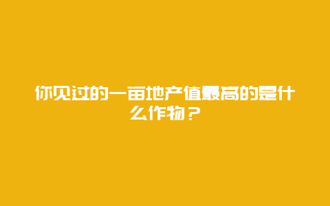 你见过的一亩地产值最高的是什么作物？