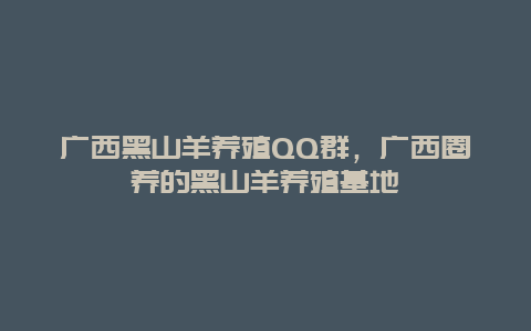 广西黑山羊养殖QQ群，广西圈养的黑山羊养殖基地