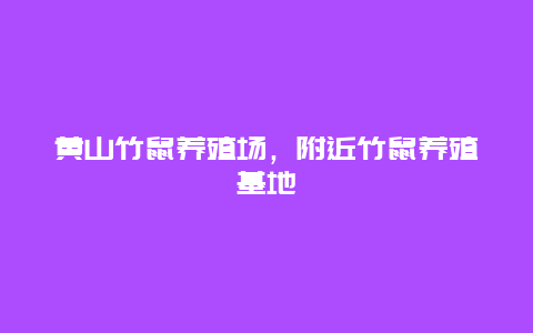 黄山竹鼠养殖场，附近竹鼠养殖基地