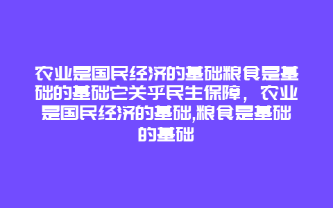 农业是国民经济的基础粮食是基础的基础它关乎民生保障，农业是国民经济的基础,粮食是基础的基础