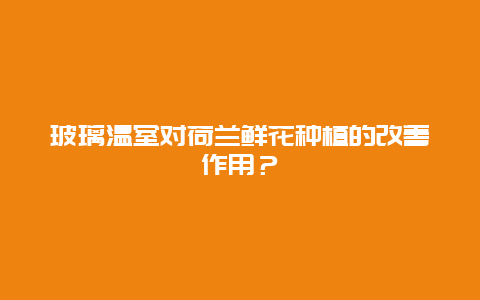 玻璃温室对荷兰鲜花种植的改善作用？