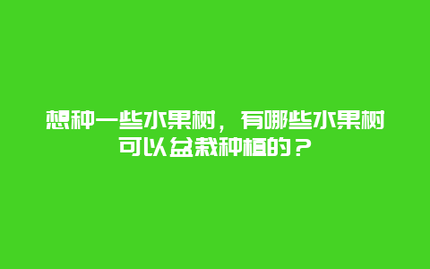 想种一些水果树，有哪些水果树可以盆栽种植的？