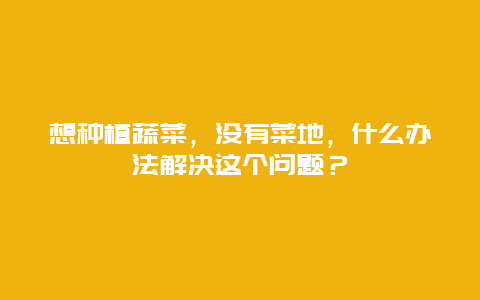 想种植蔬菜，没有菜地，什么办法解决这个问题？