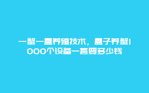 一蟹一盒养殖技术，盒子养蟹1000个设备一套要多少钱