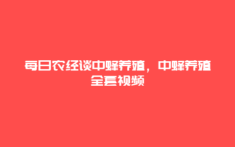 每日农经谈中蜂养殖，中蜂养殖全套视频