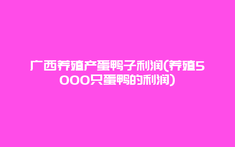 广西养殖产蛋鸭子利润(养殖5000只蛋鸭的利润)