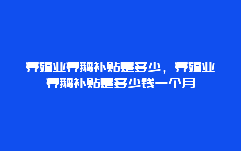 养殖业养鹅补贴是多少，养殖业养鹅补贴是多少钱一个月