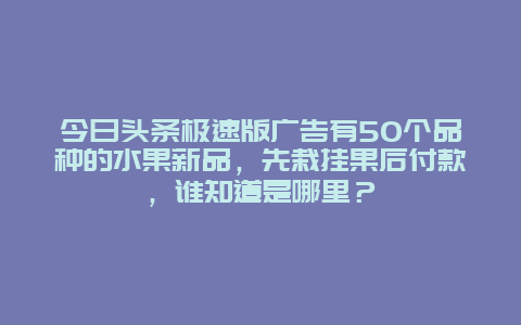 今日头条极速版广告有50个品种的水果新品，先栽挂果后付款，谁知道是哪里？