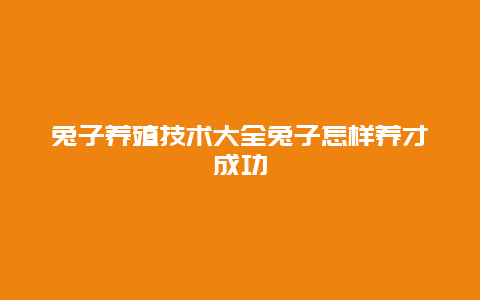 兔子养殖技术大全兔子怎样养才成功