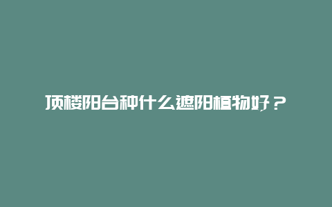 顶楼阳台种什么遮阳植物好？