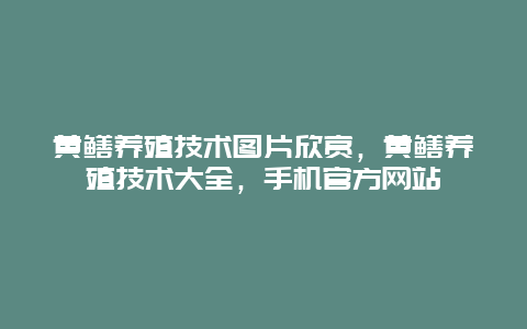 黄鳝养殖技术图片欣赏，黄鳝养殖技术大全，手机官方网站