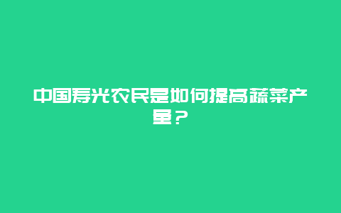 中国寿光农民是如何提高蔬菜产量？