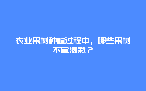 农业果树种植过程中，哪些果树不宜混栽？