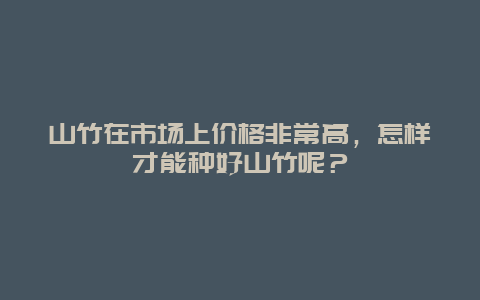 山竹在市场上价格非常高，怎样才能种好山竹呢？