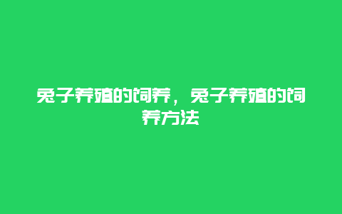 兔子养殖的饲养，兔子养殖的饲养方法