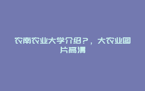 农南农业大学介绍？，大农业图片高清