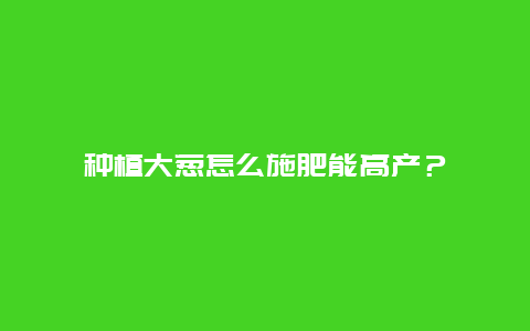 种植大葱怎么施肥能高产？