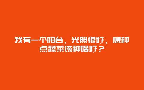 我有一个阳台，光照很好，想种点蔬菜该种啥好？