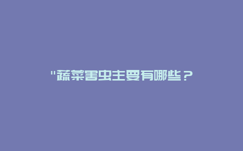 “蔬菜害虫主要有哪些？