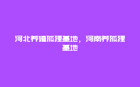 河北养殖狐狸基地，河南养狐狸基地