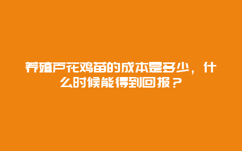 养殖芦花鸡苗的成本是多少，什么时候能得到回报？