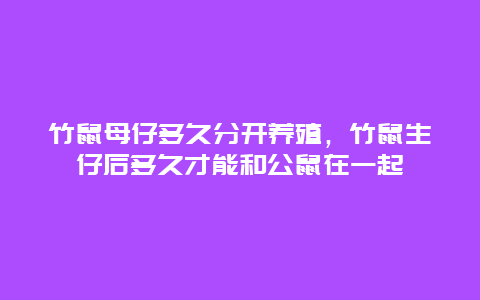 竹鼠母仔多久分开养殖，竹鼠生仔后多久才能和公鼠在一起