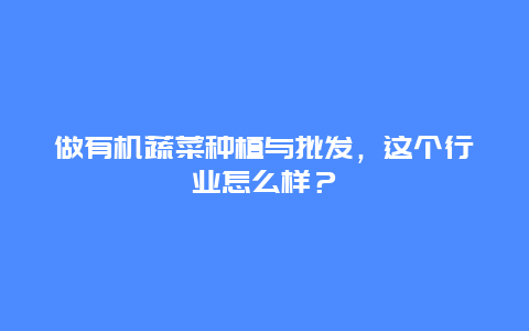 做有机蔬菜种植与批发，这个行业怎么样？