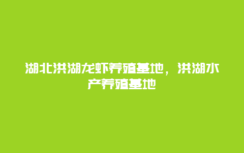 湖北洪湖龙虾养殖基地，洪湖水产养殖基地