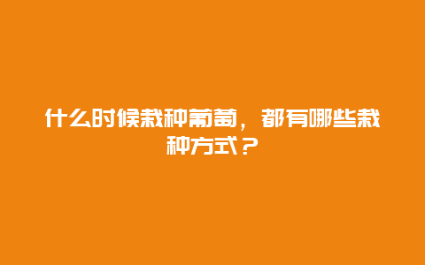 什么时候栽种葡萄，都有哪些栽种方式？